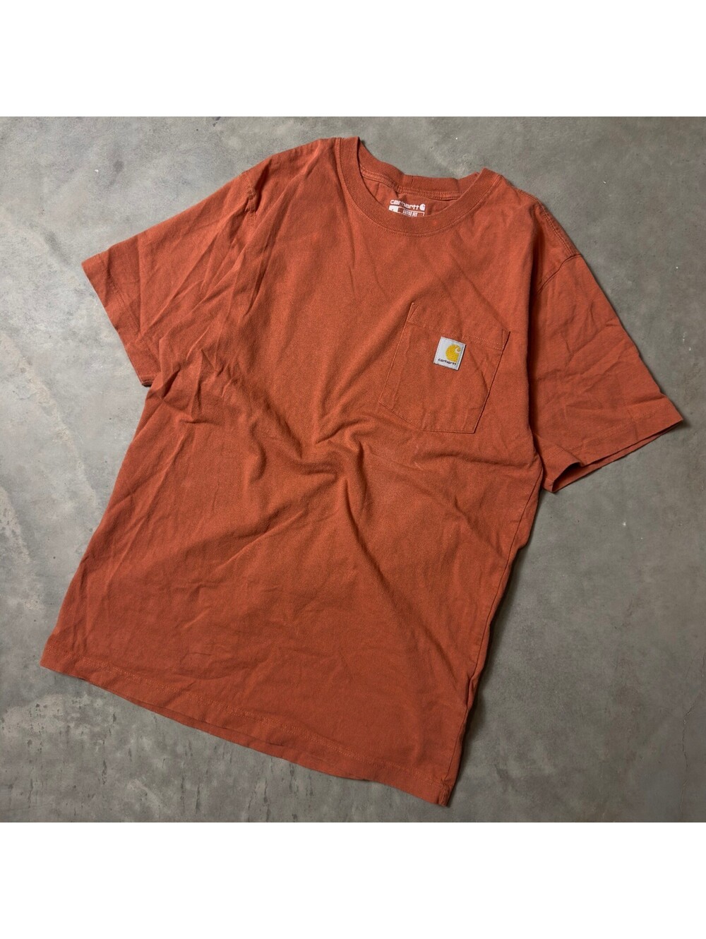 Carhartt Pocket T-Shirt Mens S Orange Loose Fit Workwear Tee